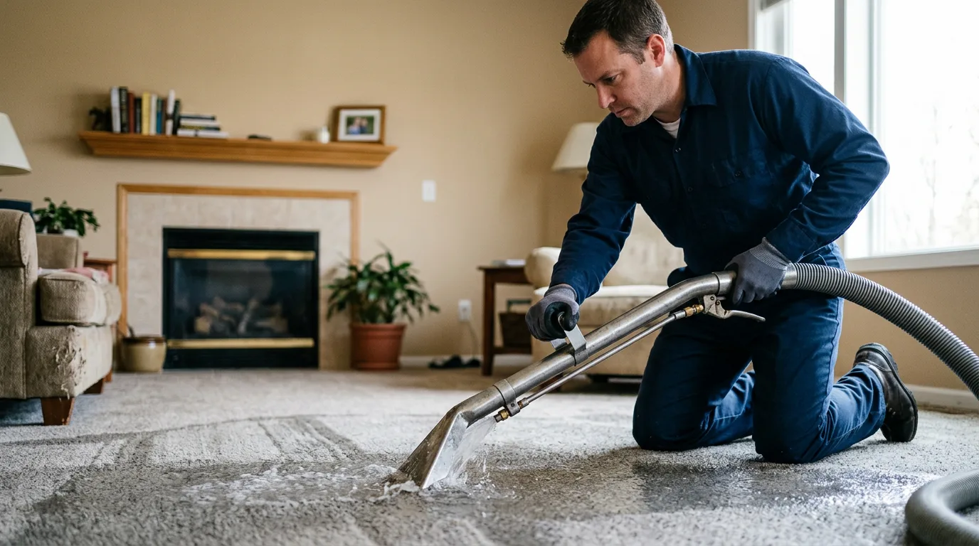 Water damage restoration technician working near Trenton, AL